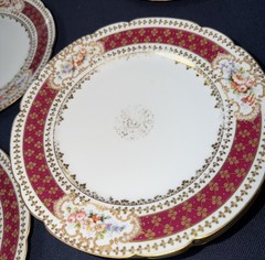 RARE Set Of 8 Limoges France GDA Hand Painted gold scalloped Edwardian Art