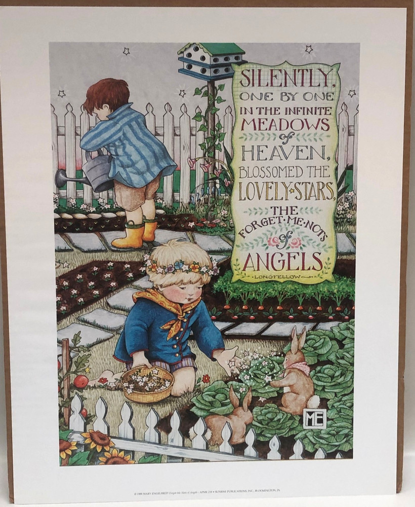 Vtg Mary Engelbreit Poster, The Forget-Me-Not Of Angels , 16″x20″, 1988 Unframed
