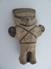 Pre Columbian Peru Warrior Head on Stand