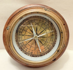 Antique Nautical Compass Handmade Wood Copper Coastal Nautical Decor Estate VTG