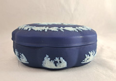 Wedgwood Cobalt Blue Jasperware 5″ Scalloped Trinket Box