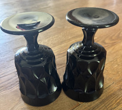 2 Vintage NORITAKE “Perspective” Ebony Jet Black Ice Tea Goblet Glasses