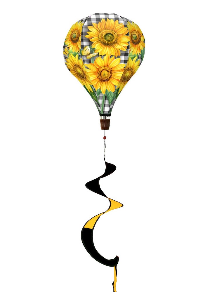 Briarwood Lane Checkered Sunflowers Hot Air Balloon Spinner