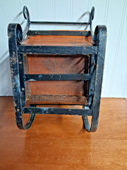 VINTAGE RUSTIC SLEIGH METAL TWIGS WOOD,DECORATIVE ITEM,HEAVY,STUDY