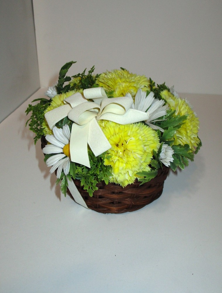 Vtg 1960’s LeGrue Fake Plastic Flower Arrangement Decorative Basket Modern MCM #