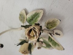 Vintage Italian Tole Flower Rose Wall Hook Toleware Cottagecore Shabby Chic