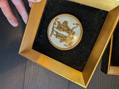 4 Pc Gold And Black Neoclassical Porcelain Wall Plaques Set Square Frame
