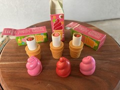 (3) 70s Vintage Avon Lip Pomade Ice Cream Cone Cherry, 2 Strawberry New with Box