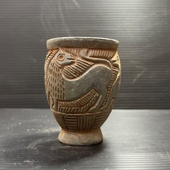 Unique Ancient Near Eastern Chlorite Stone Cup/Vase With Scene All Round
