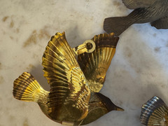 Set of 3 Vintage Home Interiors Gold Tone Tin Birds in Flight