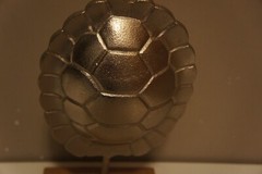 Contemporary Cast Aluminum Turtle Shell on Wood Stand