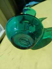 Antique ART GLASS HAND BLOWN PITCHER Pilgram Glass 5″ Blue Bud Vase Creamer