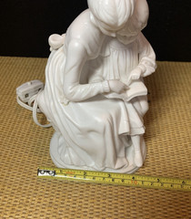 Porcelain Parian Ware Mother & Child Figure Reading Night Light White Works