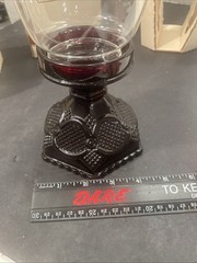Avon 1876 Cape Cod Collection RUBY RED PEDESTAL Hurricane Lamp ORIGINAL BOX Pz