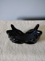 Nancy Funk Pop Art Black Ceramic Hands. Signed NA Taiwan Sticker