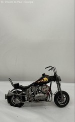 Vintage Motorcycle Metal Art Handcrafted Black Yellow Flame Great Condition 12″