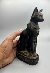 Ancient Egyptian Goddess Cat Bastet Sculpture Statue Egypt Basalt Stone