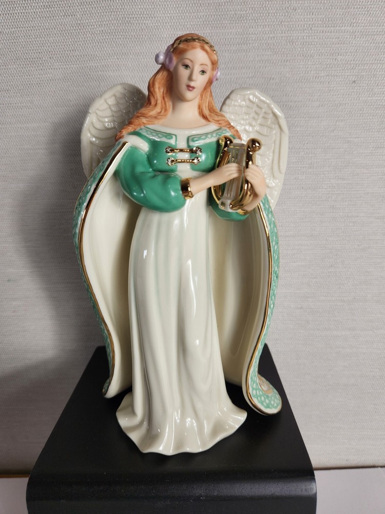 Lenox Angel Of Ireland Irish Harp Porcelain Figurine 8.5″ W/ Original Styrofoam
