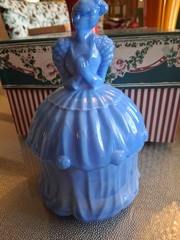 Akro Blue Slag Glass Lady