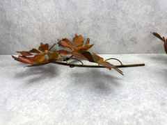 2 Vintage Metal Maple Leaves on Branch Wall Hanging Copper Color Nature Cottage