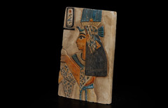 Ancient Egyptian Antiques Pharaoh Relief Limestone Wall Plaque Hand Painted Art