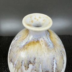 Vintage Stoneware Pottery Drip Glaze Bud Vase Vessel Bottle Artist Signed Decor