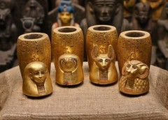 RARE Egyptian Antiquities Canopic jars (sons of Horus) jars for mummification BC