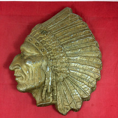 Vtg Cast Aluminum Native American Indian Chief Head Motorcycle Cigar Beer Sign