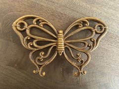 Vintage Homco Butterflies Wall Décor Set of 3 Plastic Faux Wicker Rattan Cottage