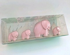 Vintage 1986 Pink Elephant Family Decorative Hand Soap Set Made In Switzerland