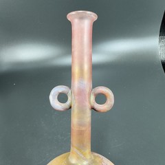 Egyptian Hand Blown Art Glass Vase Bottle Thin Lightweight Scavo Textured Glass