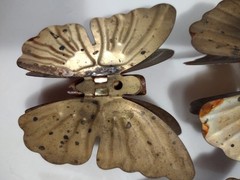 Vintage MCM Homco Set of 3 Metal Brass Copper Hanging Butterflies Wall Art Decor