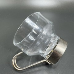 Vintage Espresso Coffee Cups Mugs Glass Steel Handles Clear Glass Small Cups VTG
