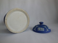 Antique Wedgwood (only) Blue Dip Jasperware & Silver Plate 6″ Tall Tobacco Jar