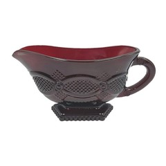 AVON 1876 Cape Cod Ruby Red Glassware Footed Sauce/Gravy Boat EXCELLENT