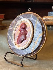 Neoclassical Faux Marble Cameo Plaque With Painted Intaglio of Josiah Wedgwood I