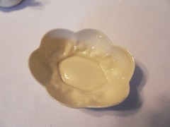 PAIR OF BELLEEK PARIAN CHINA , SWAN CREAMER AND SEA SHELL CANDY OBLONG DISH