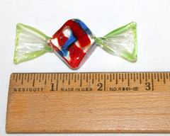 6 Glass Wrapped Candy Pieces Murano Style With Clear Glass Unbranded Bowl-WRC