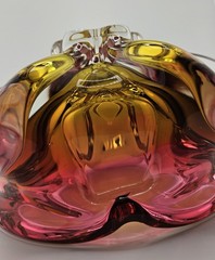 Gorgeous Bohemian Joseph Hospodka for Chribska Glassworks Art Glass Heavy Dish