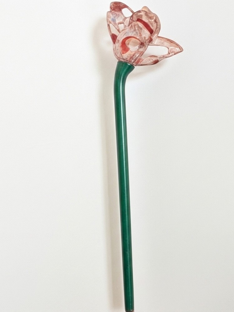 Vintage Hand Blown Art Glass Long-stem Flower Sculpture