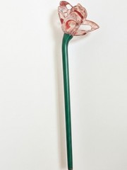 Vintage Hand Blown Art Glass Long-stem Flower Sculpture