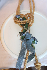 Vintage Swedish Love Knot Hand Made With Blue Ribbon and Blue & White Flowers
