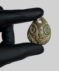 300 BC Ancient Roman Greek Carved Engraved Gemstone Pendant Medallion Amulet Owl