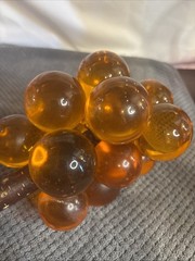 Vintage MCM Amber Orange Lucite Grape Cluster Large Driftwood Stem