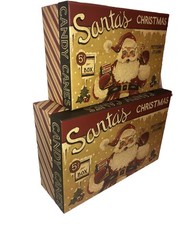 Set 2 Nesting ￼🎄 Stacking Lang Boxes Santa Claus Christmas Heavy Duty Fun