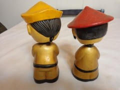 Vintage CDGC Pair of Asian Female Male Mandarin Bobbleheads – Japan