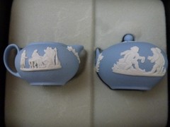 Wedgewood Miniature Blue Jasperware Tea Set 6 Pieces Plus Two Lids With Boxes