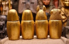 RARE Egyptian Antiquities Canopic jars (sons of Horus) jars for mummification BC