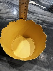 Vintage French Toile Chinoiserie Metal Tole Painted Cache Pot Scalloped Edge 4”