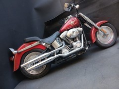 UNTESTED New Bright 9.6V R/C Red Harley Davidson Fat Boy Motorcycle AS IS PARTS